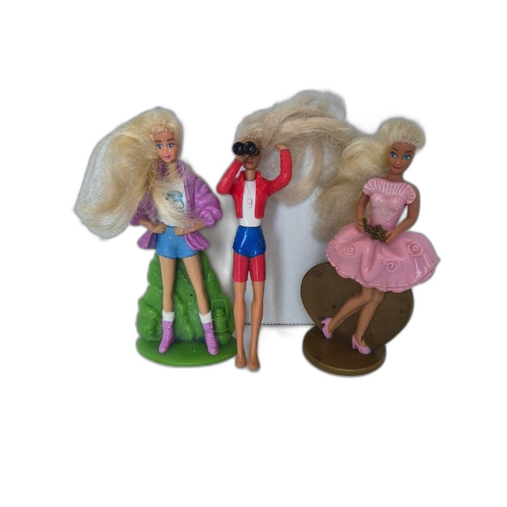 Vtg 1991 1993 McDonald's Barbie Doll Trio Lot Rooted Hair Happy Meal Figures
